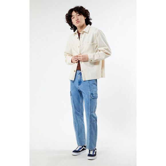 PACSUN Men’s Cream Oversized Wooly Solid Shacket Size Medium - Picture 3 of 9